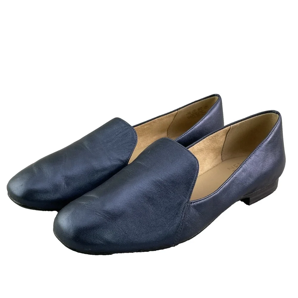 Naturalizer Emeline Slip-On Loafer Women 8.5 Blue Leather Business Travel Casual
